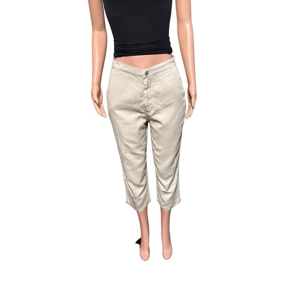 Pulp women's high waist Tan crop capris pants M